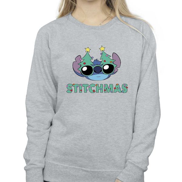 Disney Dam/Kvinnor Lilo & Stitch Stitchmas Glasögon Sweatshirt Sports Grey XL