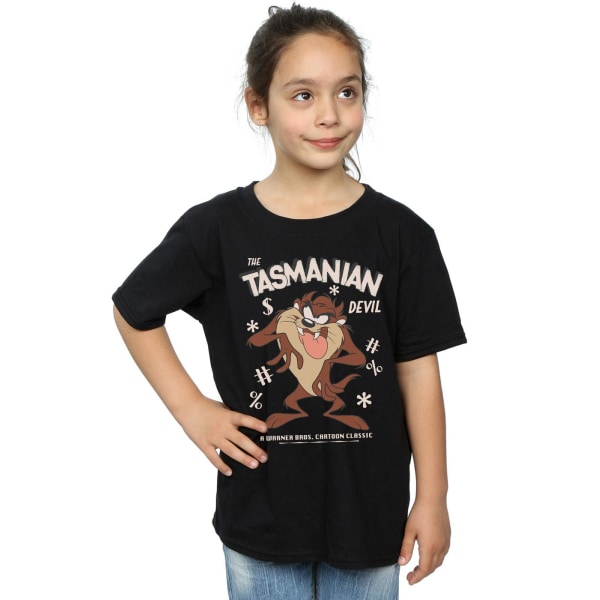 Looney Tunes Girls Vintage Tasmanian Devil Bomull T-shirt 7-8 år Black 7-8 Years