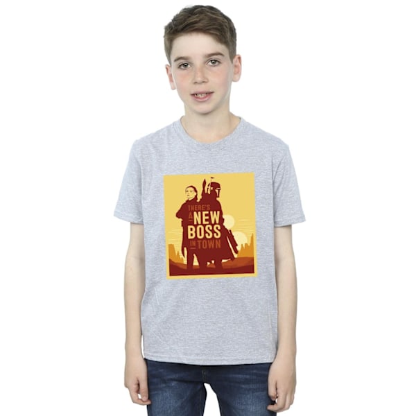 Star Wars Boys The Book Of Boba Fett New Boss Sun Silhouette T-shirt Sports Grey 3-4 Years