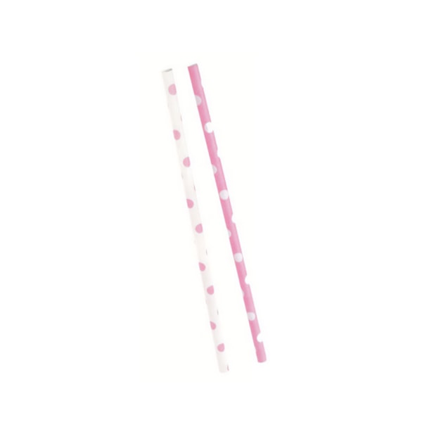 Unika festliga prickiga engångssugrör (10-pack) En storlek Pink/White One Size