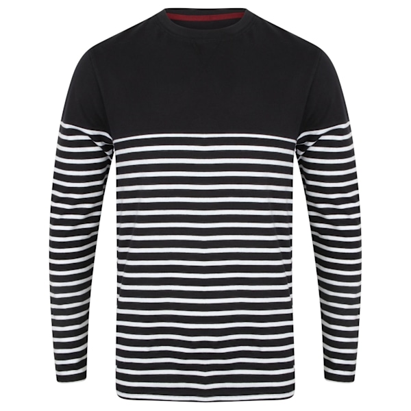 Front Row Herr Långärmad Breton Randig T-shirt S Marinblå/Vit Navy/White S