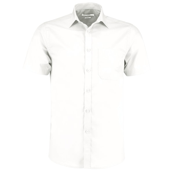 Kustom Kit herrskjorta i poplin med kort ärm och 23 tum, vit White 23in