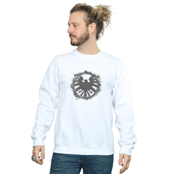 Marvel Mens Agents Of SHIELD Borstad Logotyp Sweatshirt L Vit White L