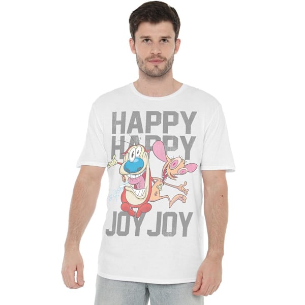 Ren & Stimpy Herr Happy Happy Joy Joy T-Shirt XL Vit White XL