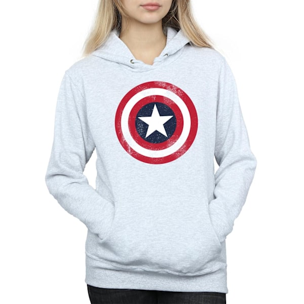 Marvel Dam/Damer Captain America Distressed Shield Hoodie X Heather Grey XL