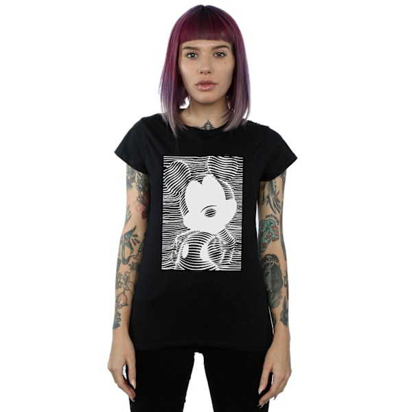 Disney Dam/Kvinnor Mickey Mouse Lines Bomull T-shirt L Svart Black L