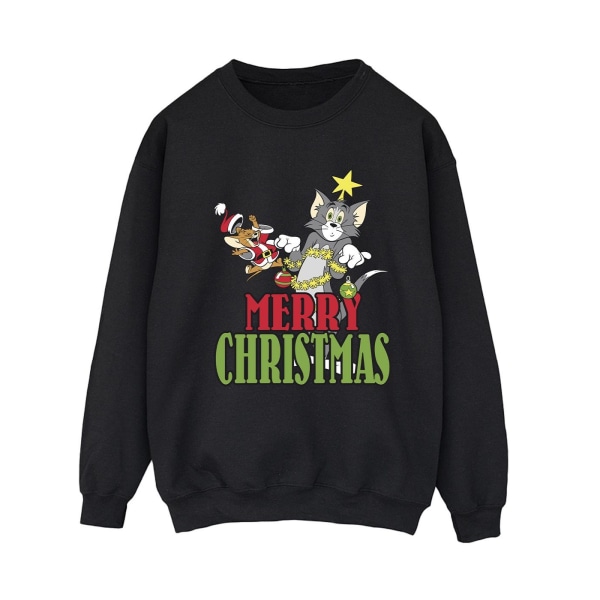 Tom And Jerry Dam/Ladies Merry Christmas Baubles Sweatshirt Black XXL