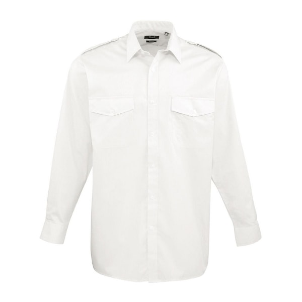 Premier Herr Långärmad Pilotskjorta 15.5in Vit White 15.5in