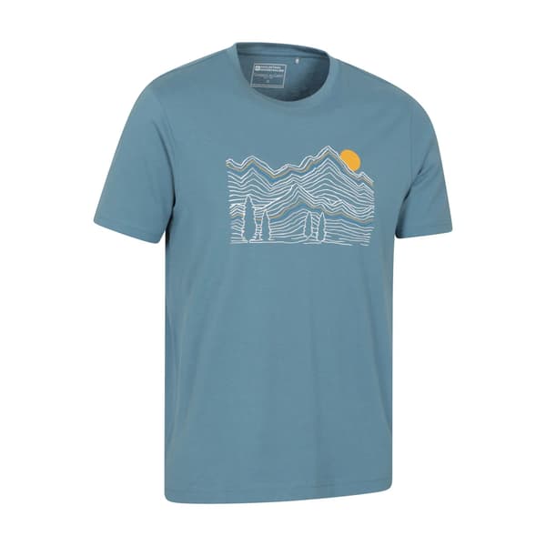 Mountain Warehouse Herr Linear Ekologisk T-shirt L Blå Blue L