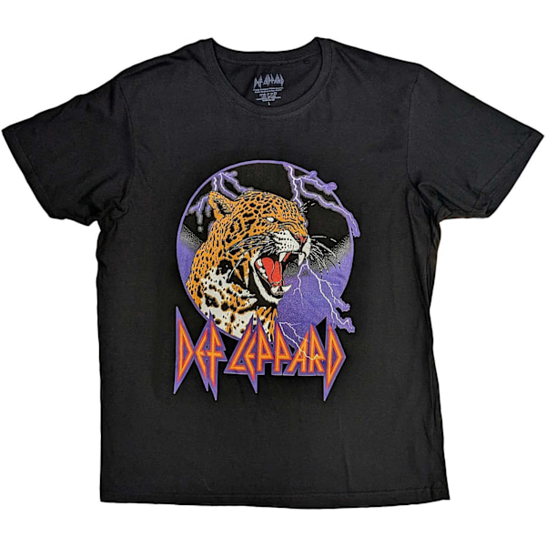 Def Leppard Unisex Vuxen Blixt Leopard Bomull T-shirt XL Svart Black XL