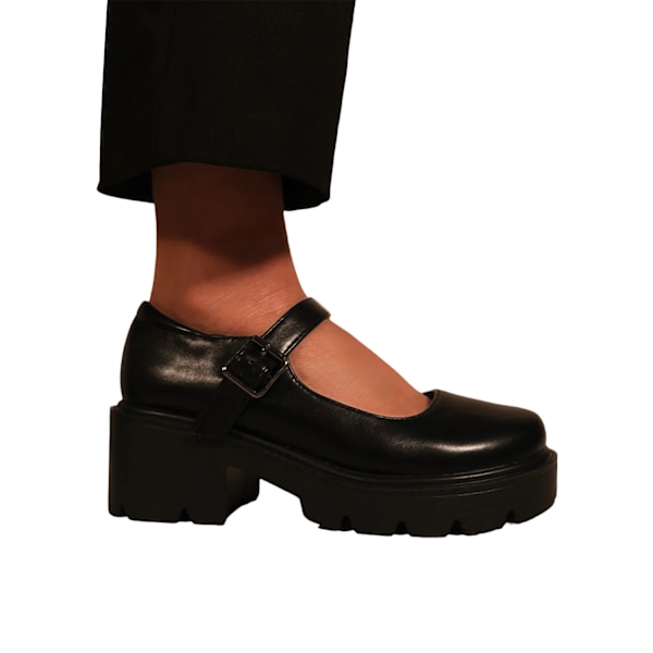 Where's That From Dam/Damer Rylee Retro Platform Block Heel Black 7 UK