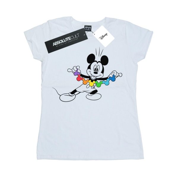 Disney Mickey Mouse Rainbow Chain bomull T-shirt för damer/damer White S