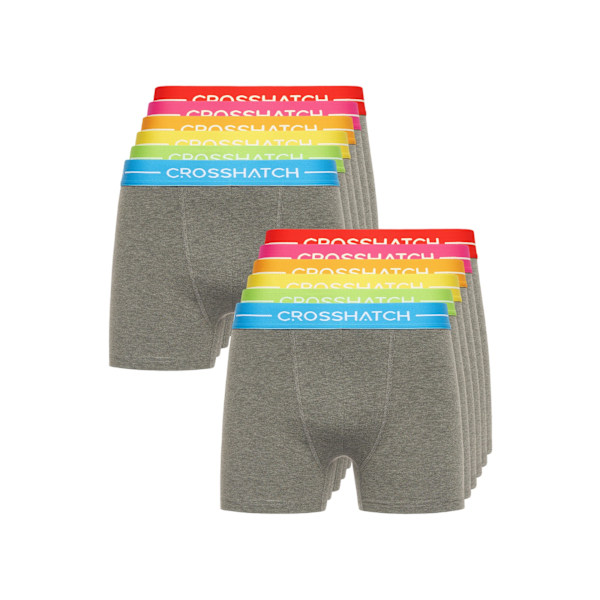 Crosshatch Herr Astral Boxer Shorts (12-pack) L Kolgrå Melering Charcoal Marl L