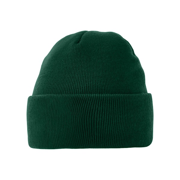 Beechfield Unisex Rund Stickad Mössa med Patch och Vikbar Kant, One Size, Grön Bottle Green One Size