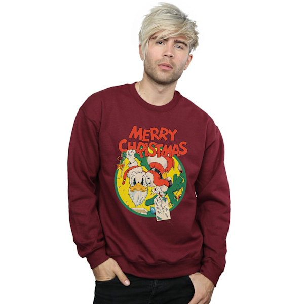 Disney Herr Donald Duck God Jul Sweatshirt L Bourgogne Burgundy L