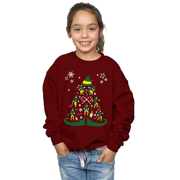 Elf Girls Julgran Sweatshirt 5-6 År Bourgogne Burgundy 5-6 Years