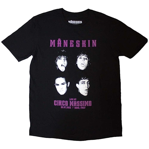 Maneskin Unisex Adult Live At Circo Massimo 2022 Faces T-Shirt Black S