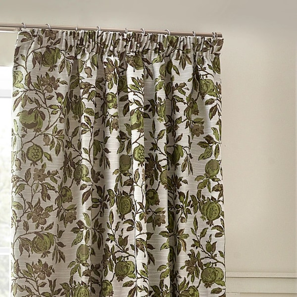 Wylder Jacquard Granatäpple Blommiga Blyertsveckade Gardiner 228cm Green 228cm x 228cm