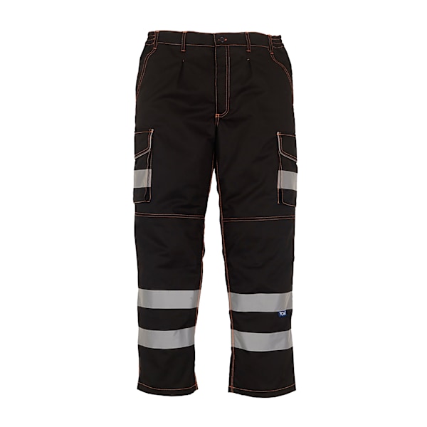 Yoko Hi Vis Polycotton Cargo Byxor Med Knäskyddsficka För Herrar Black 32R