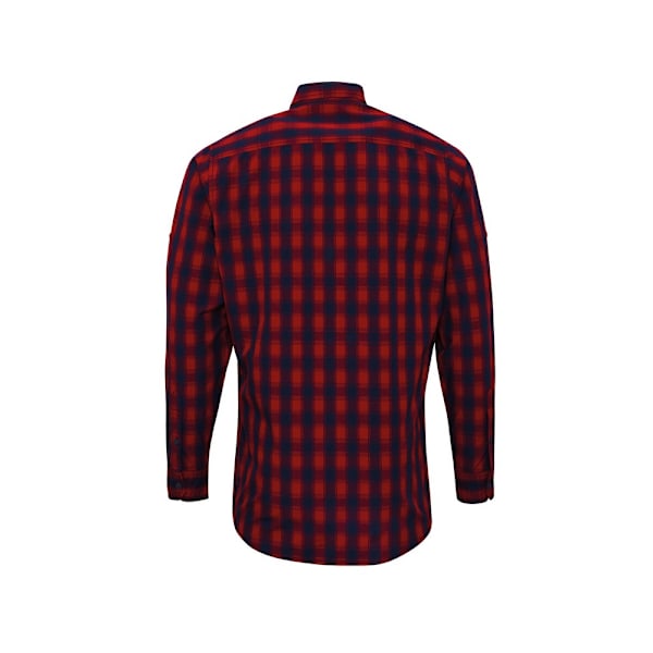 Premier Mens Mulligan Rutig Bomullsskjorta Långärmad 3XL Röd Red/Navy 3XL