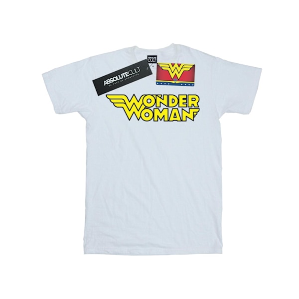 DC Comics Dam/Kvinnor Wonder Woman Winged Logo Bomull Boyfriend T-Shirt White 5XL