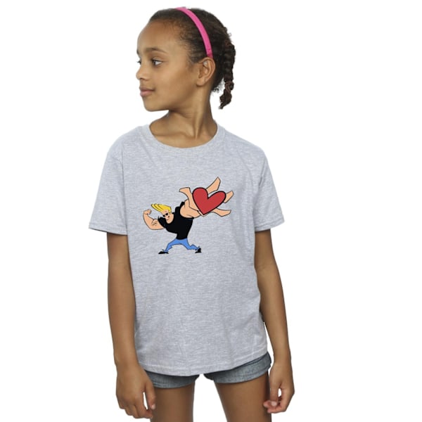 Johnny Bravo Girls Heart Present Bomull T-shirt 9-11 År Spor Sports Grey 9-11 Years