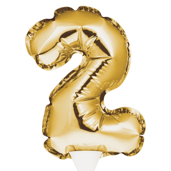 Kreativt festnummer 2 ballongtårtdekoration en storlek guld Gold One Size