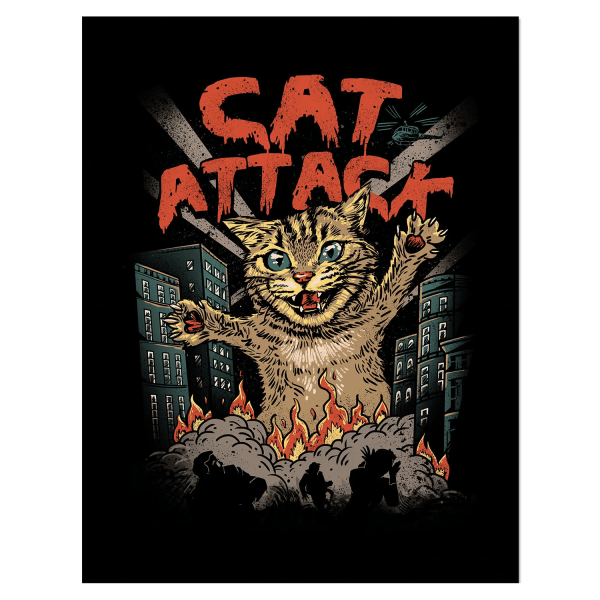 Vincent Trinidad Cat Attack Paper Print 40cm x 30cm Svart/Röd/B Black/Red/Brown 40cm x 30cm