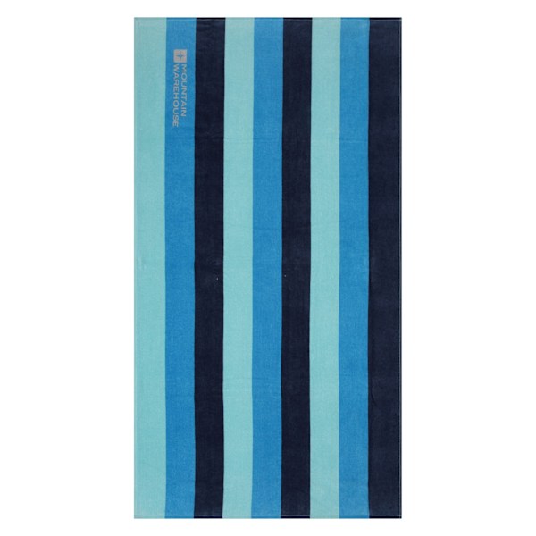 Mountain Warehouse Kontrastrandig Strandhandduk i Bomull En Storlek Blue One Size