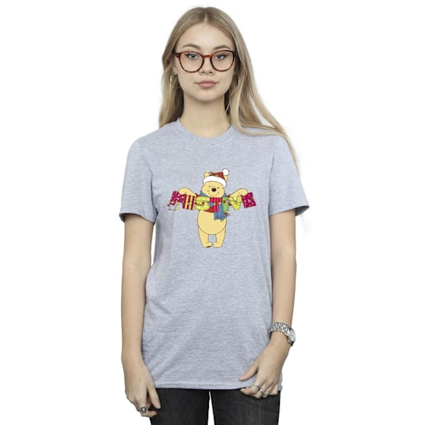Disney Dam/Damer Winnie The Pooh Festlig Bomull Boyfriend T-shirt Sports Grey L