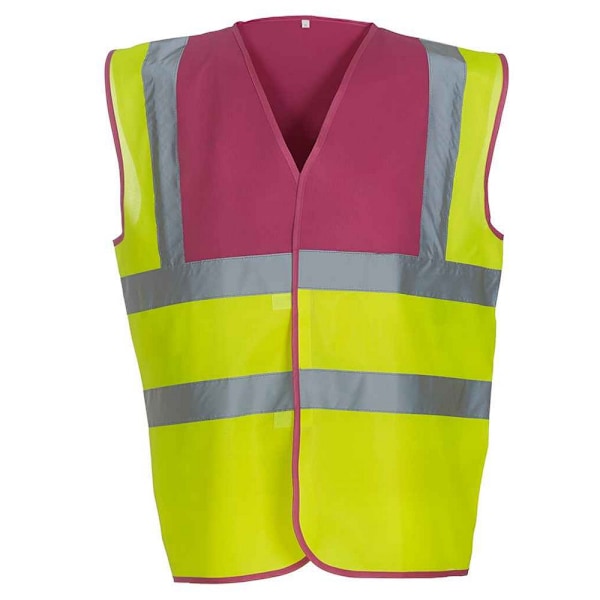 Yoko herr Band & Brace Hi-Vis väst S Raspberry/Gul Raspberry/Yellow S