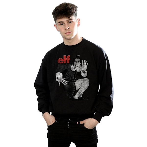 Elf Herr Mono Distressed Poster Sweatshirt S Svart Black S