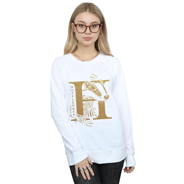 Harry Potter Dam/Kvinnor Hufflepuff Glitter Sweatshirt M Vit White M