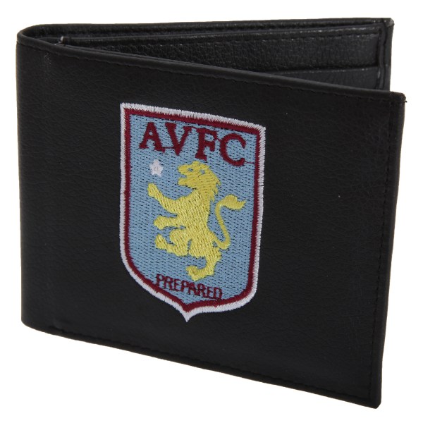 Aston Villa FC Herr Officiell Läderplånbok Med Broderad Fo Black One Size