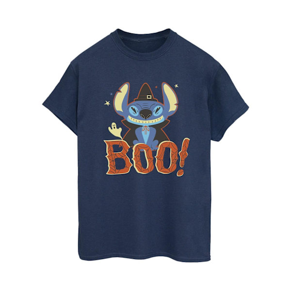Disney Dam/Damer Lilo & Stitch Boo! Bomull Boyfriend T-Shir Navy Blue 4XL