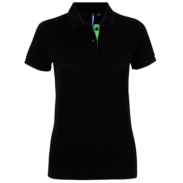 Asquith & Fox Dam/Dam Short Sleeve Contrast Polo Shirt 2X Black/ Lime 2XL