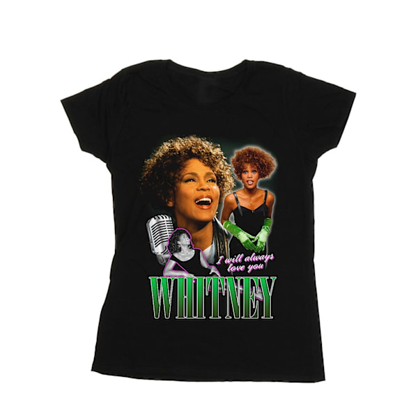 Whitney Houston Dam/Kvinnor Jag Kommer Alltid Älska Dig Hyllning Bomull T-shirt Black S