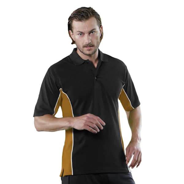 Gamegear® Herr Track Pique Kortärmad Polotröja Topp XL Svart Black/Sun Yellow/White XL