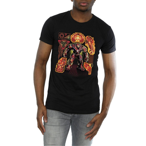 Marvel Mens Avengers Infinity War Hulkbuster Blueprint T-Shirt Black S