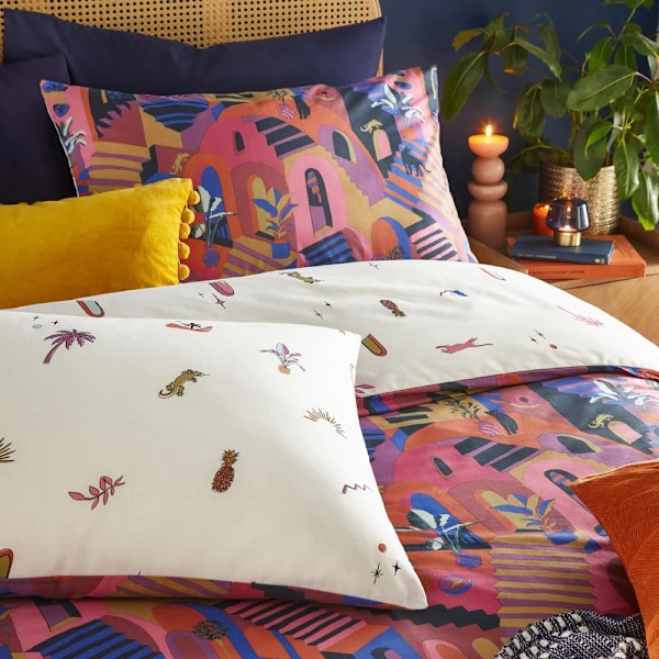 Furn Eivissa Abstrakt Påslakanset Dubbel Magenta Magenta Double