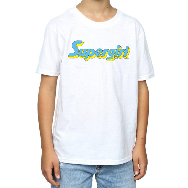 DC Comics Boys Supergirl Text Logo T-Shirt 12-13 år Vit White 12-13 Years