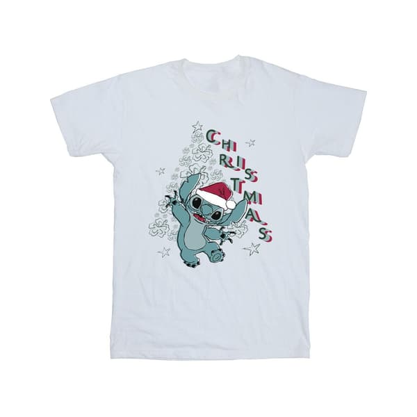 Lilo & Stitch Herr Julgran T-shirt L Vit White L