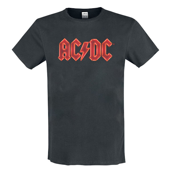 Amplified Unisex Vuxen I Power Up AC/DC Logotyp T-shirt L Kolgrå Charcoal L