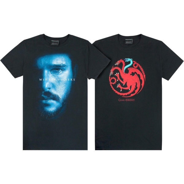 Game of Thrones Mens Ice And Fire Dragons Jon Snow T-shirt (Pac Black XL