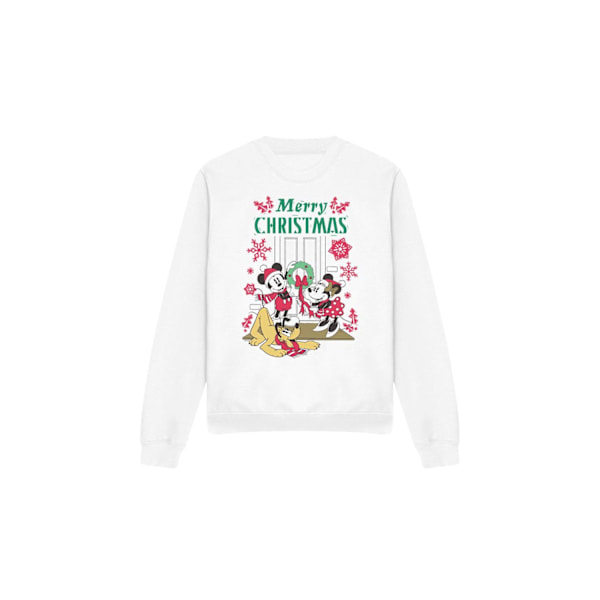 Disney Unisex Vuxen Mickey & Minnie Mouse Krans Jul Tröja White XL