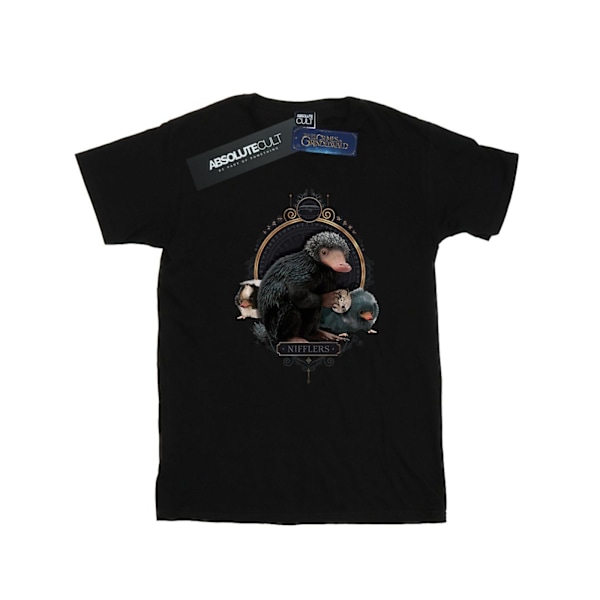 Fantastiska vidunder Kvinnors/Dam Baby Nifflers Bomull Boyfriend T Black 3XL