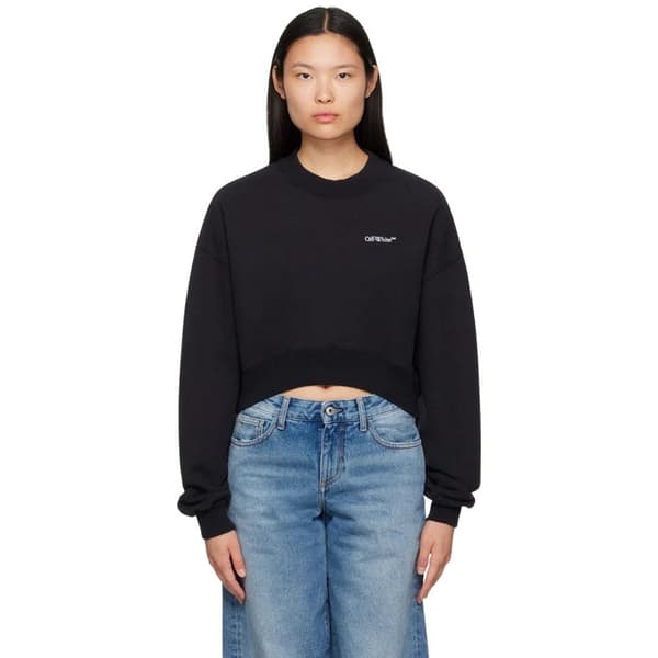 Off White Dam/Kvinnor For All Book Cropped Sweatshirt M Svart Black M
