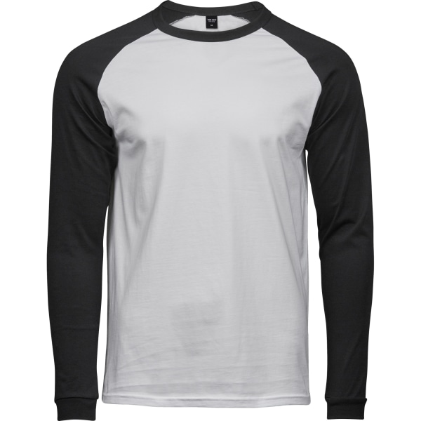 Tee Jays Herr Långärmad baseball T-shirt M Vit/Svart White/Black M