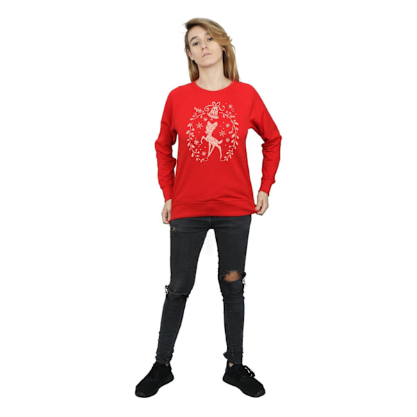 Disney Dam/Kvinnor Bambi Julkrans Sweatshirt XL Röd Red XL