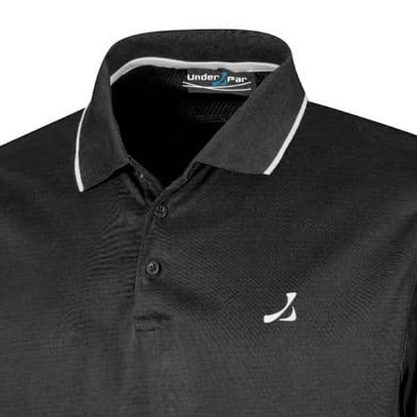 Under Par Herr Våffelstickad Pikétröja M Svart Black M